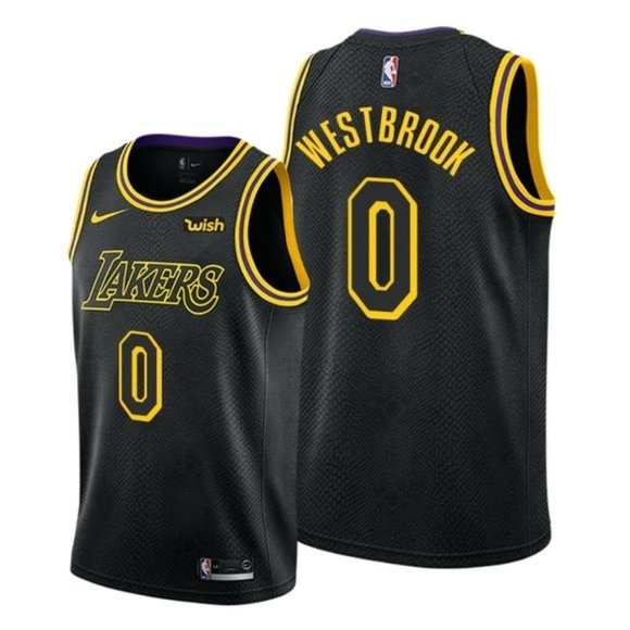 Men's Black Earned Edition Los Angeles Lakers #0 Russell Westbrook Stitched Basketball Jersey